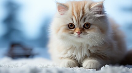 fluffy white persian kitten with captivating eyes