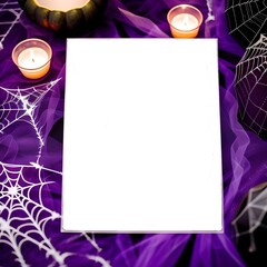 purple satin halloween brochure mockup