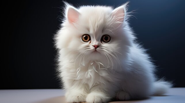 fluffy white persian kitten with captivating eyes