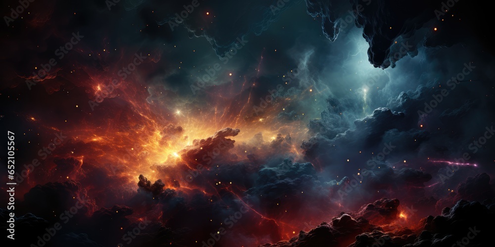 Wall mural colorful space galaxy cloud nebula. stary night cosmos. universe science astronomy. big bang explosi