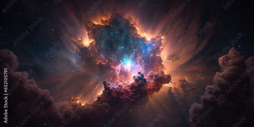 Wall mural colorful space galaxy cloud nebula. stary night cosmos. universe science astronomy. big bang explosi