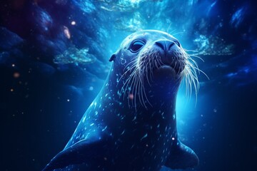 sea lion in the water, Generative AI