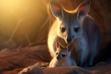 kangaroo and baby, Generative AI