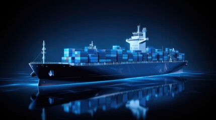 Large cargo ship transporting shipping containers across the ocean. generative AI