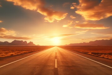 Fototapeta na wymiar sunset on the highway, Generative AI