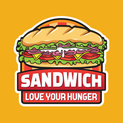 Sub Sandwich Logo Design with Restaurant Emblem