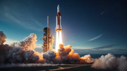 Foto auf Alu-Dibond space rocket launch beautiful illustration © goodrichees