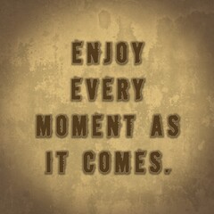 ENJOY EVERY MOMENT AS IT COMES text quote