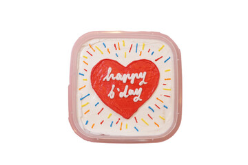 Bento cake birthday cake isolated on white background