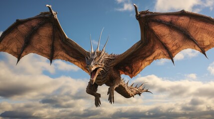 Epic Winged Dragon in Cloudy Skies