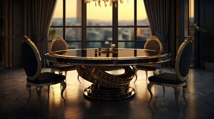 dining table 3d high quality ar.Generative AI