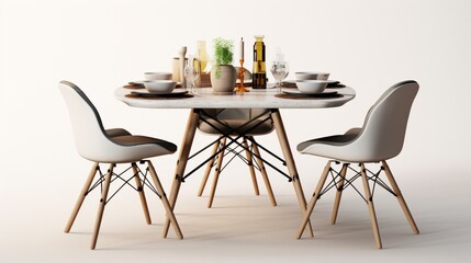 dining table realistic isolated 8k white background.Generative AI