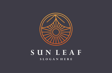 Nature sun leaf Field Simple Logo Branding.