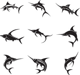 Marlin fish vector silhouette illustration