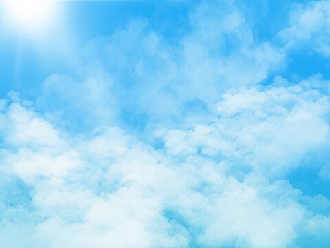 Sea of ​​fog, white clouds in the sky. Illustration drawn from tablet use for graphic background in abstract concept.
