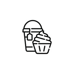 Cupcake and drink line icon. Fast food line icon isolated on white background