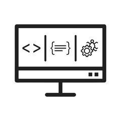 Computer technology icon symbol vector image. Illustration of the dekstop monitor display design image