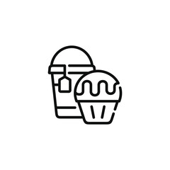 Cupcake and drink line icon. Fast food line icon isolated on white background