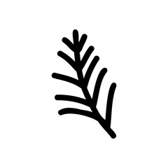 Fir branch in doodle style, winter design element. Vector stock clipart.