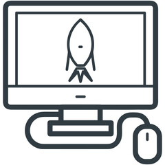 Computer technology icon symbol vector image. Illustration of the dekstop monitor display design image