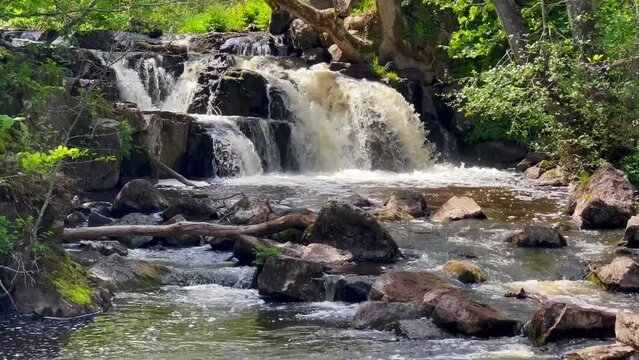 Waterfall Hallamoella in Simrishamn community, Scania, Sweden, Scandinavia, Europe