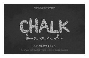 chalk board style text effect editable template vctor - obrazy, fototapety, plakaty