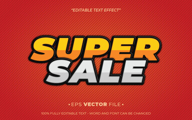Super sale editable 3d text effect vector  template use for business brand,flyer and advertising  social media
