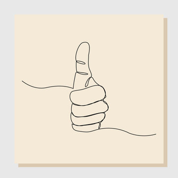 recommend clip art: Continuous single one line drawing of finger thumb up approval sign gesture. Vector illustration