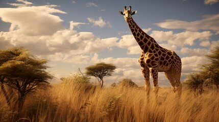 graceful giraffe on savanna run