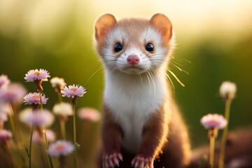 a cute ferret animal - obrazy, fototapety, plakaty