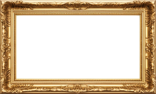 Ornate gold frame square edges isolated