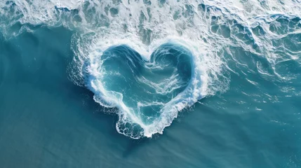 Foto auf Acrylglas Aerial view of a heart-shaped formation on the surface of the ocean. © kept