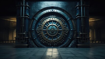 An image of a solid bank vault door with a secure appearance. - obrazy, fototapety, plakaty