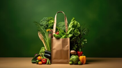 Paper bag filled with environmentally friendly products.