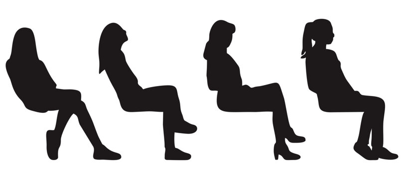 Silhouette Of A Sitting Woman From A Side View