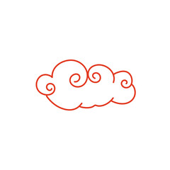 Asian cloud red. Traditional cloudy ornaments in chinese, korean and japanese oriental style