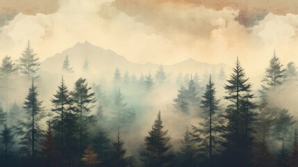 foggy forest forest background. generative AI