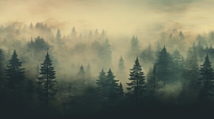 foggy forest forest background. generative AI