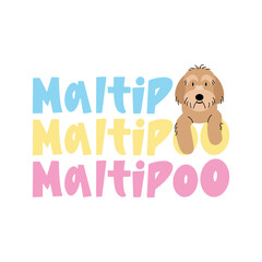 CUTE MALTIPOO DOG WITH TEXT VECTOR DESIGN