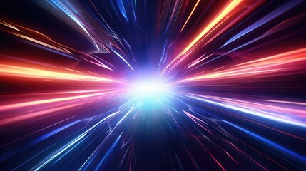 Obraz premium Abstract neon background speed effect, AI generated Image