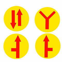 set of Road navigation arrow icons. Driving direction sign. Vector illustration of arrow direction