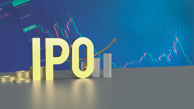 The gold ipo on chart background for Business concept 3d rendering.