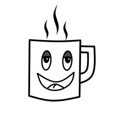Kawaii Cute Smiling Cartoon Coffee Mascot Coffee Cup, vector illustration
