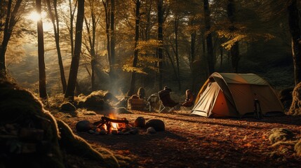 Camping in the forest, AI generated Image