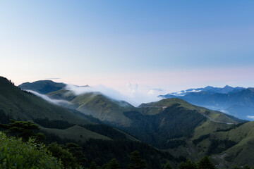 Obraz premium Hehuanshan National Forest Recreation Area in Nantou Taiwan at sunset