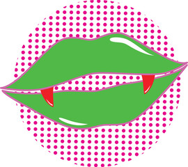 illustration of retro devil lips