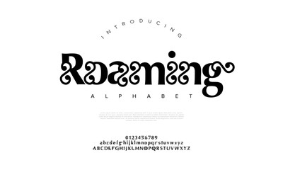Roaming creative modern urban alphabet font. Digital abstract moslem, futuristic, fashion, sport, minimal technology typography. Simple numeric vector illustration