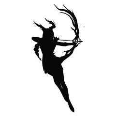 silhouette of the movements and body shape of an archer