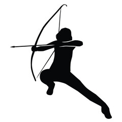 silhouette of the movements and body shape of an archer
