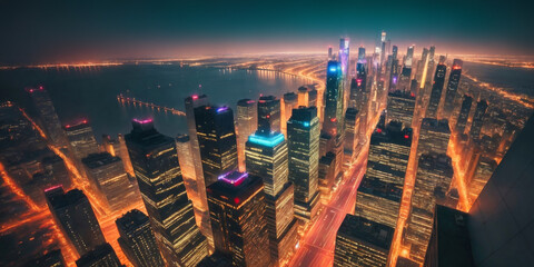 Aerial photography of modern cities at night